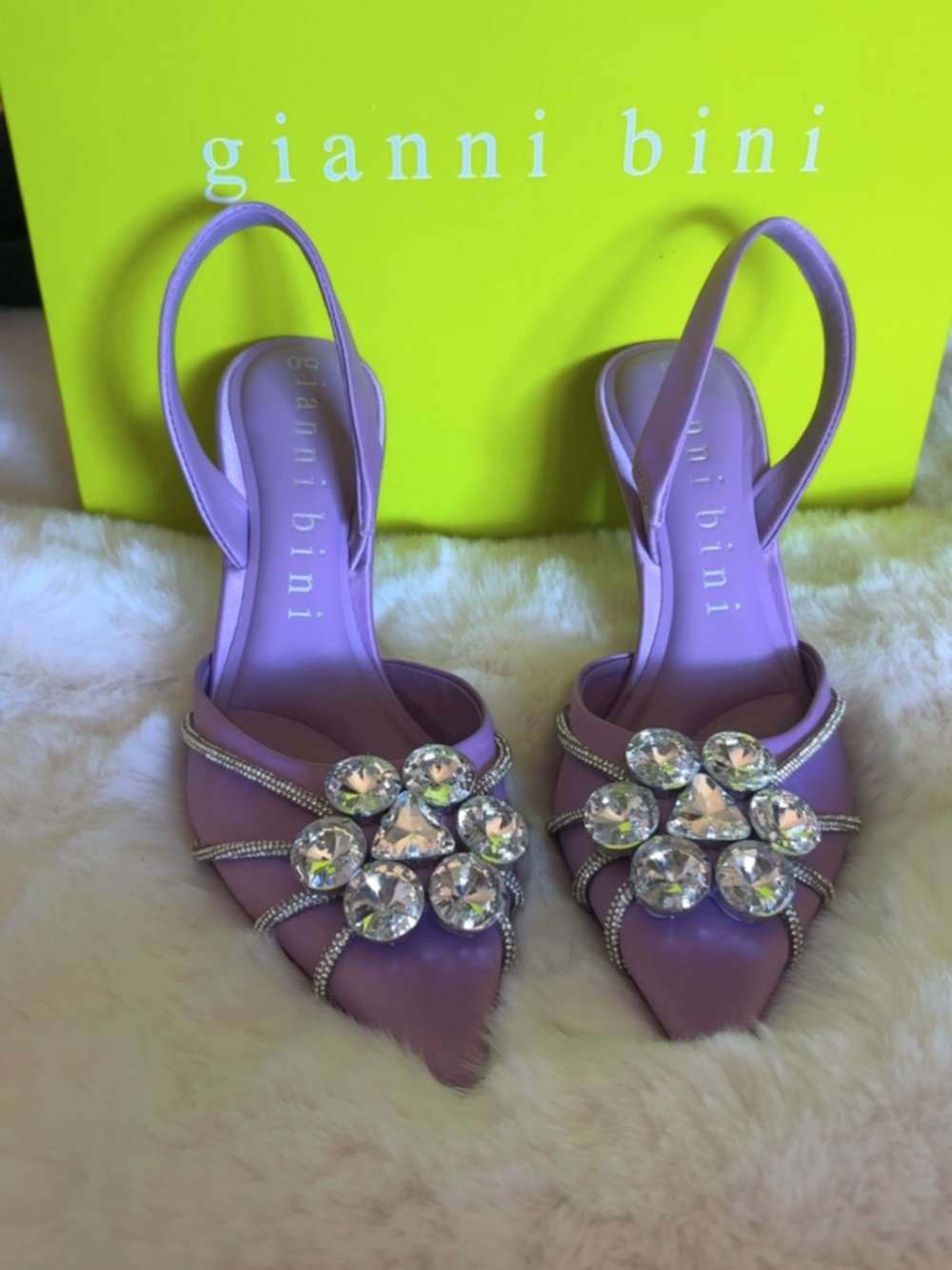 Gianni Bini Lilac Crystal Embellished Slingback Heels